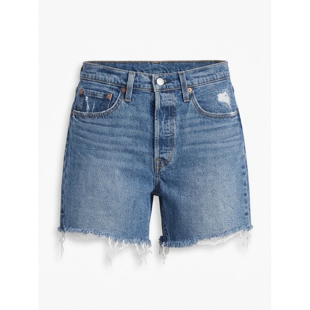 Levi's Premium Womens 30 Blue Jean Shorts Distressed Cut Off Button Fly